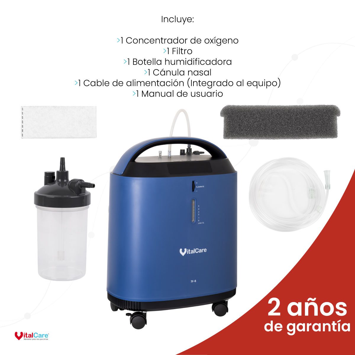 Concentrador de Oxígeno 7F-6 con Nebulizador | Color Azul - Imagen 7