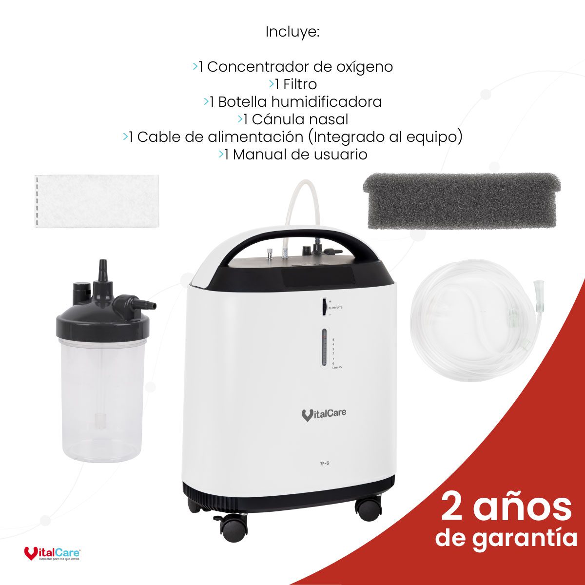 Concentrador de Oxígeno 7F-6 con Nebulizador | Color Blanco - Imagen 4
