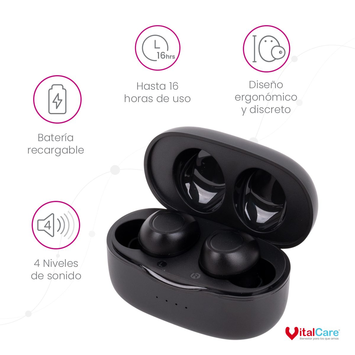 Auriculares de Ayuda Auditiva KV-702 Recargables Intrauriculares - Imagen 4