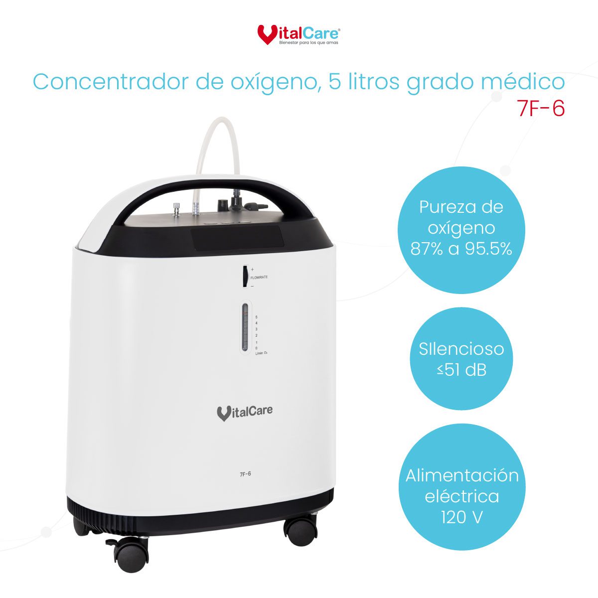 Concentrador de Oxígeno 7F-6 con Nebulizador | Color Blanco - Imagen 2