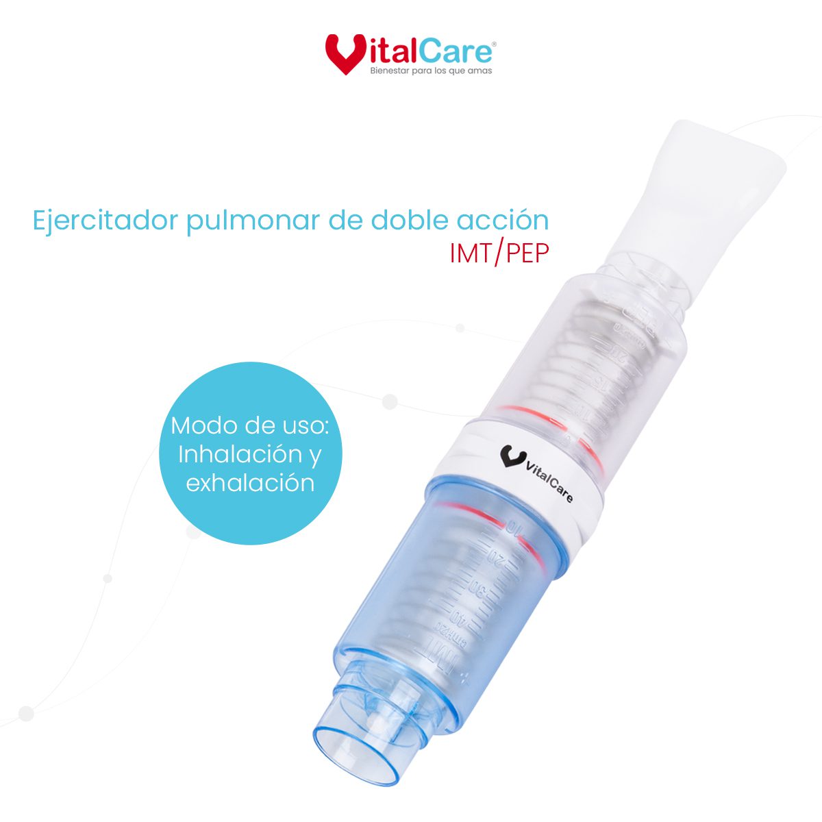 Ejercitador Pulmonar IMT/PEP de Doble Acción para Entrenamiento Respiratorio - Imagen 2