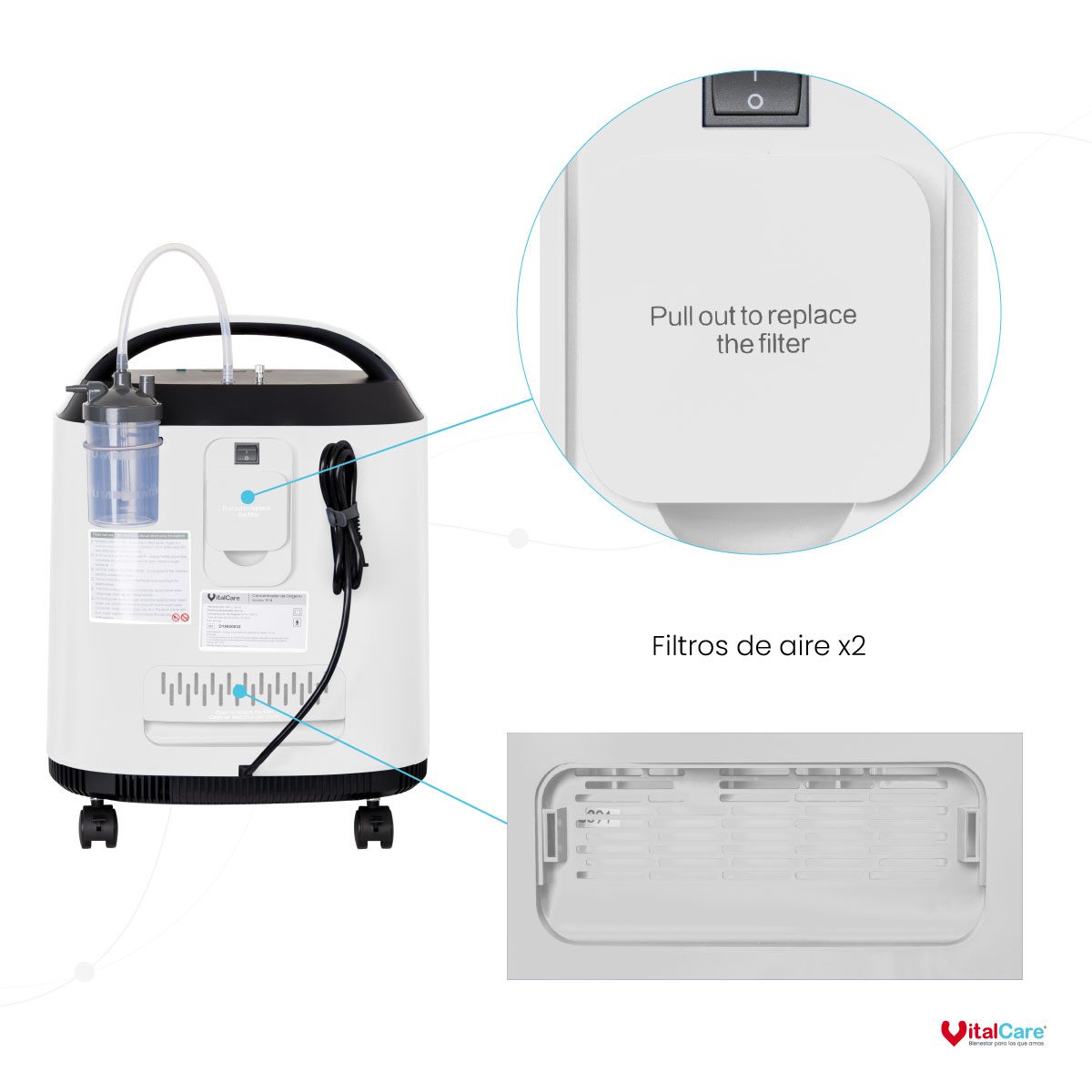 Concentrador de Oxígeno 7F-6 con Nebulizador | Color Blanco - Imagen 5
