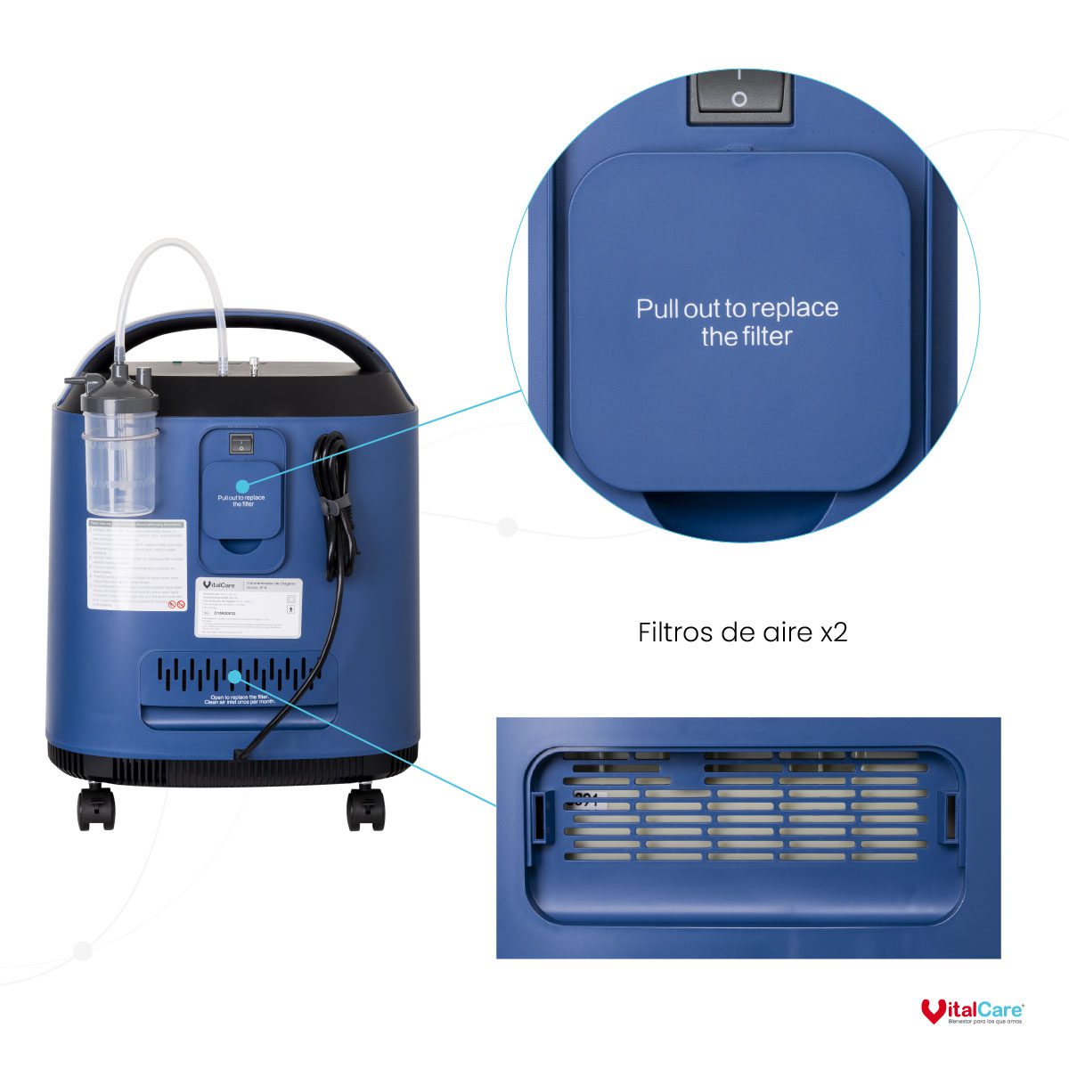 Concentrador de Oxígeno 7F-6 con Nebulizador | Color Azul - Imagen 3