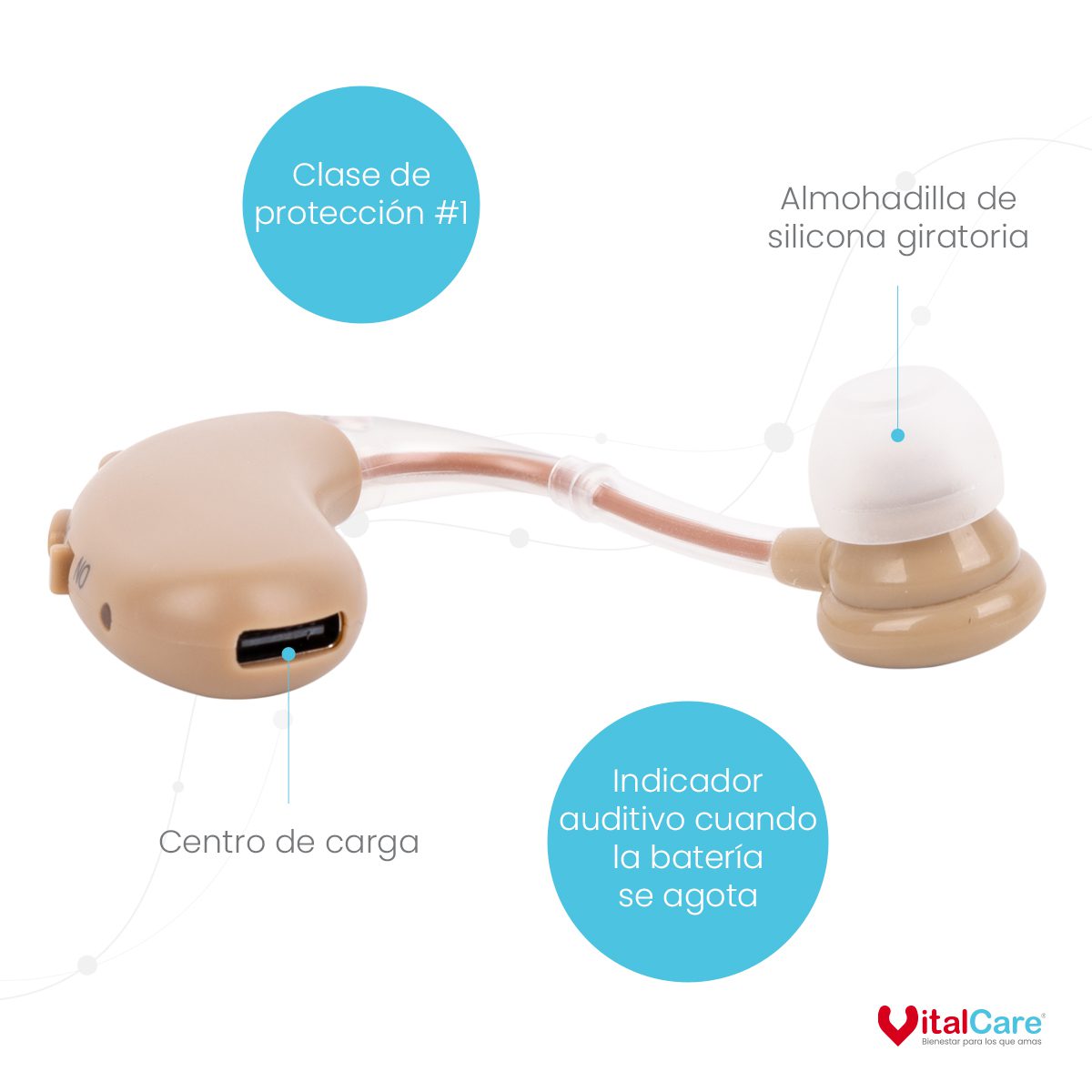 Auricular de Ayuda Auditiva KV-601 Recargable Retroauricular - Imagen 4