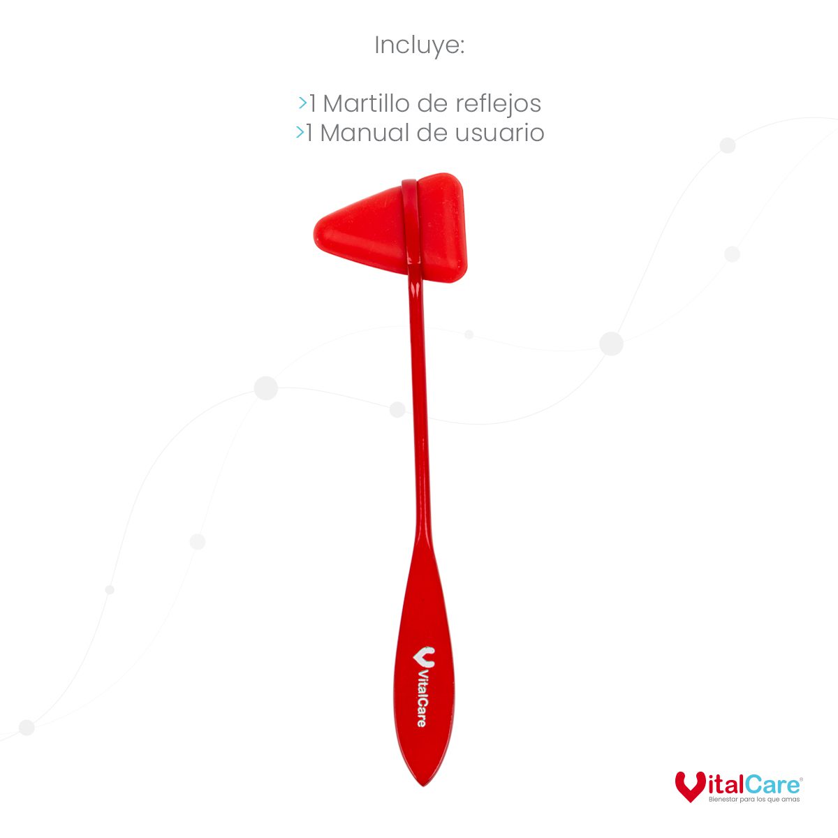 Martillo de Reflejos Tipo Taylor para Exploración Neurológica (Rojo) - Imagen 7