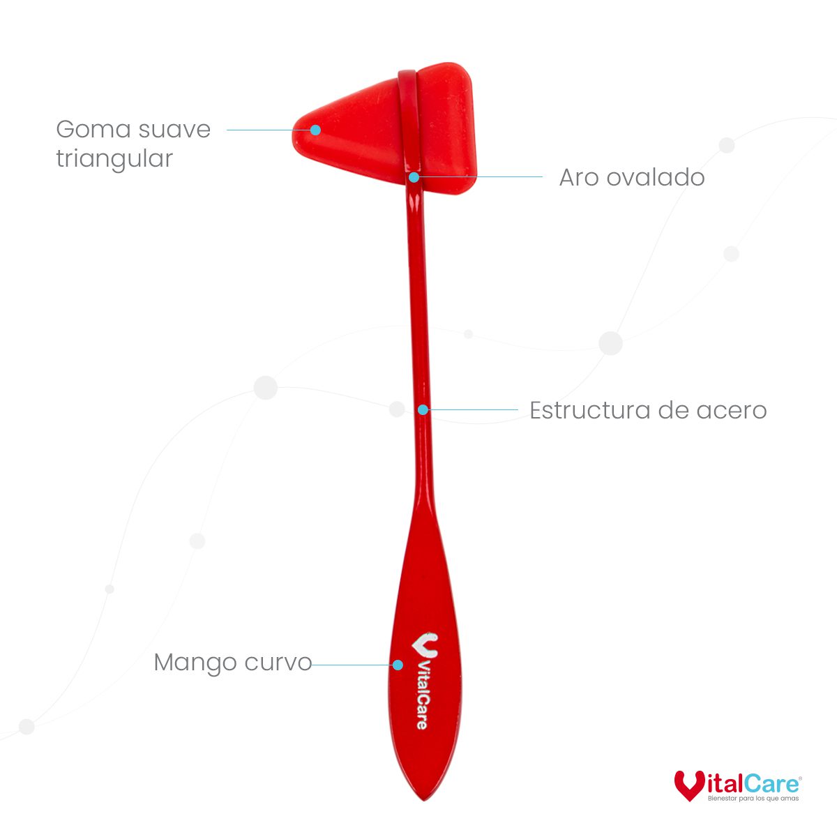 Martillo de Reflejos Tipo Taylor para Exploración Neurológica (Rojo) - Imagen 5