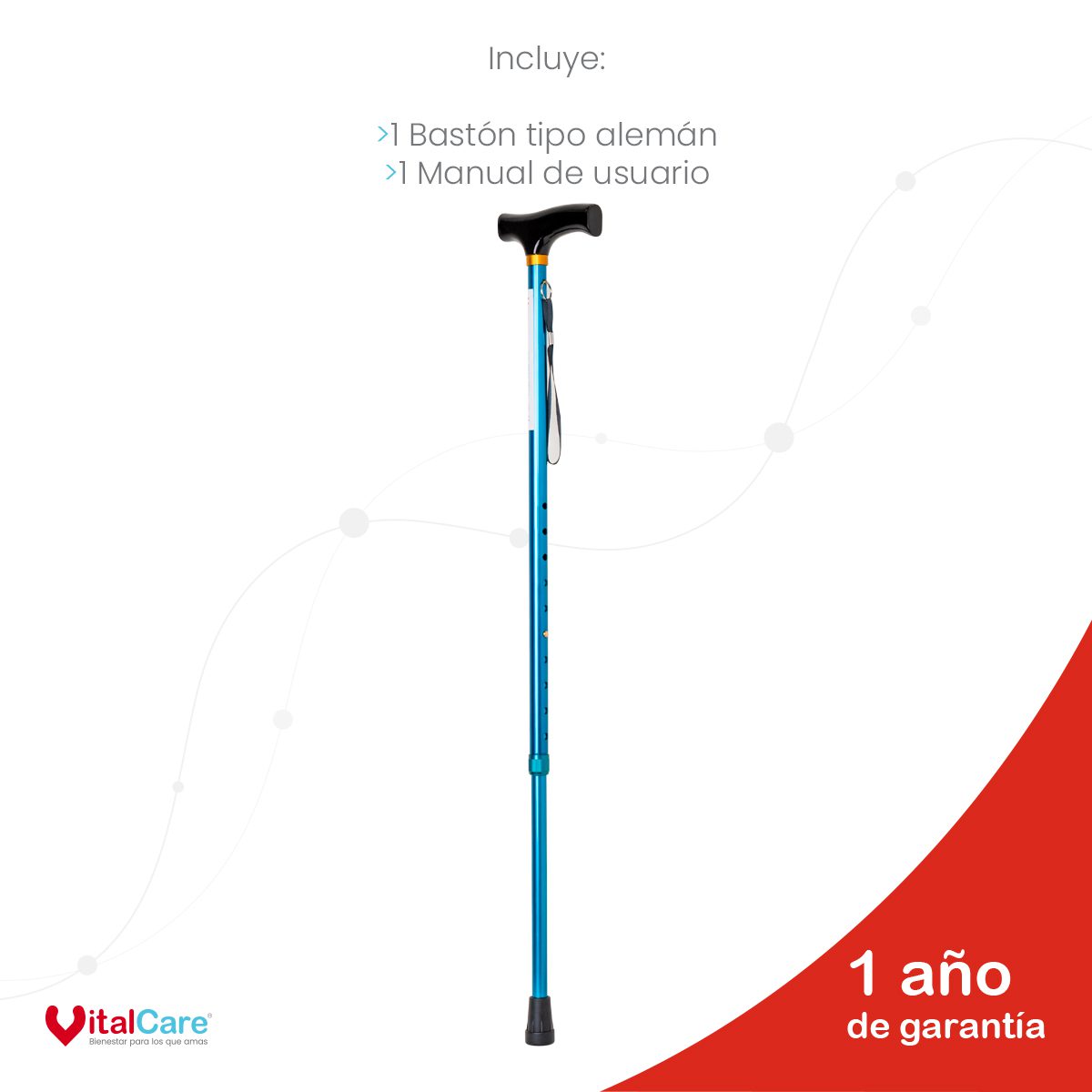 Bastón Ajustable de Aluminio con Mango Recto - Imagen 5