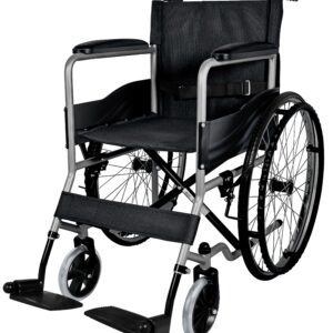 Silla de Ruedas Plegable de Acero Inoxidable y Ruedas Inflables (Negro)
