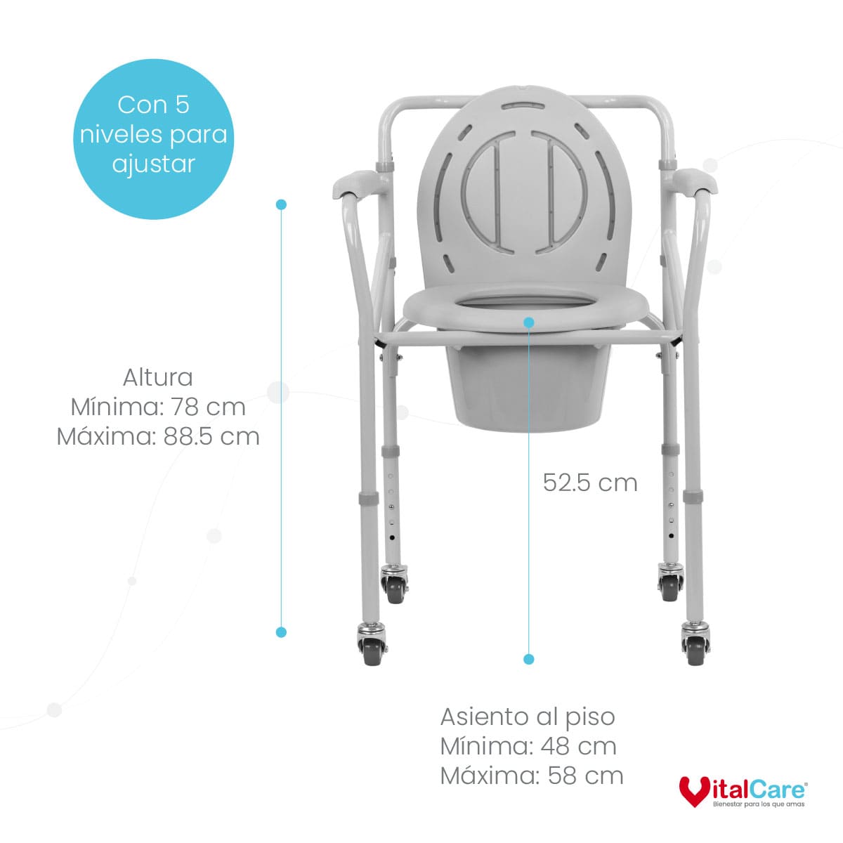 Silla Cómodo con Ruedas y Freno Premium Plegable - Imagen 3
