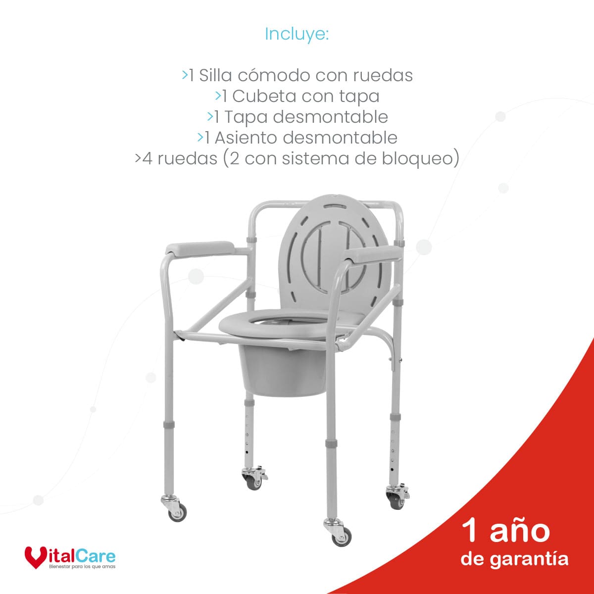 Silla Cómodo con Ruedas y Freno Premium Plegable - Imagen 5