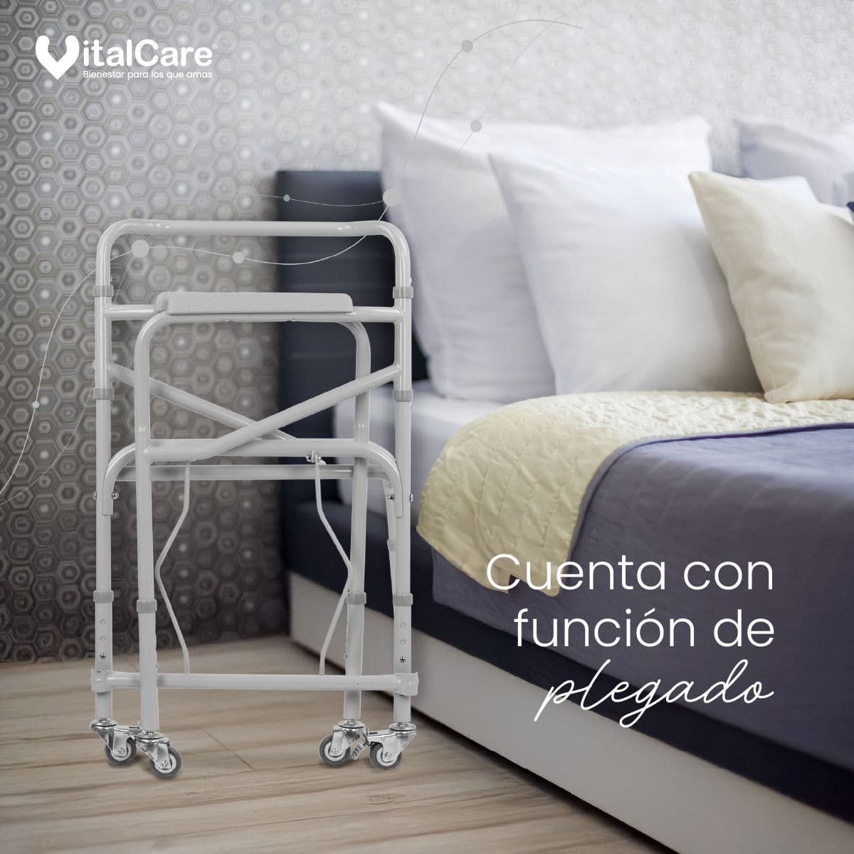 Silla Cómodo con Ruedas y Freno Premium Plegable - Imagen 7
